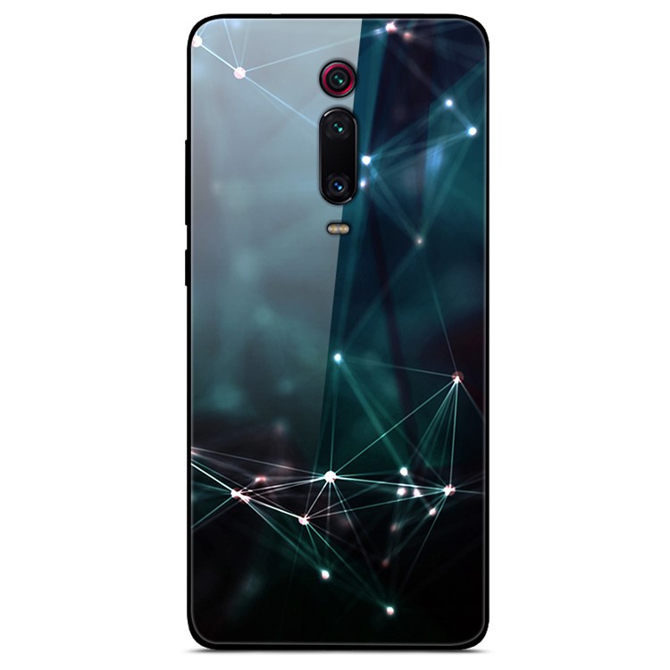 Printing Style Glass+TPU+PC Phone Shell Cover for Xiaomi Redmi K20/Mi 9T/K20 Pro/Mi 9T Pro - Lines Shiny Spots-1