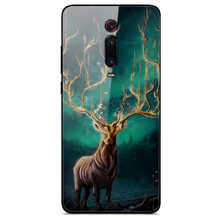 Printing Style Glass+TPU+PC Phone Shell Cover for Xiaomi Redmi K20/Mi 9T/K20 Pro/Mi 9T Pro - Elk-1