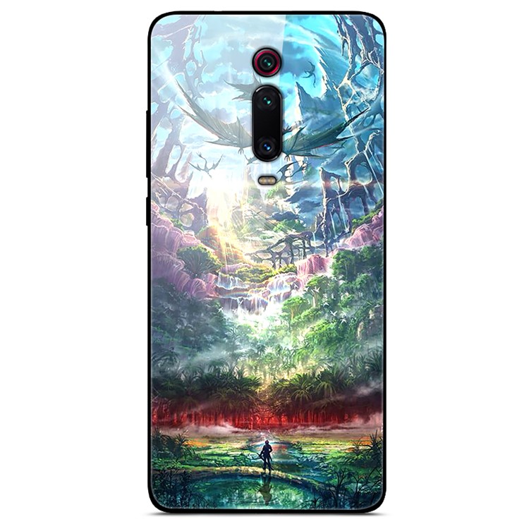 Printing Style Glass+TPU+PC Phone Shell Cover for Xiaomi Redmi K20/Mi 9T/K20 Pro/Mi 9T Pro - Person Lake-1