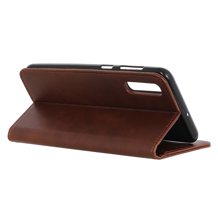 Auto-absorbed Split Leather Phone Cover for Xiaomi Mi CC9 - Dark Brown-7