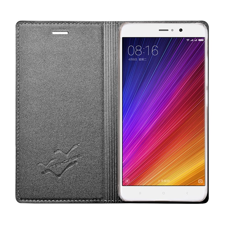 TSCASE Sand-like Matte Stand Leather Magnetic Case for Xiaomi Mi 5s Plus - Dark Grey-5