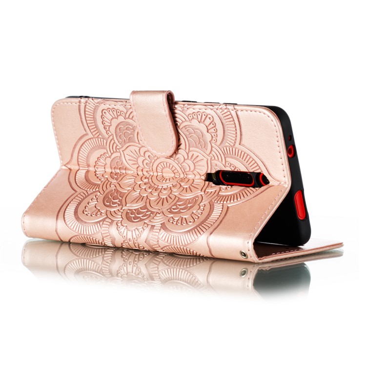 Imprint Mandala Flower Leather Wallet Case for Xiaomi Redmi K20 / Mi 9T / Redmi K20 Pro / Mi 9T Pro - Rose Gold-5