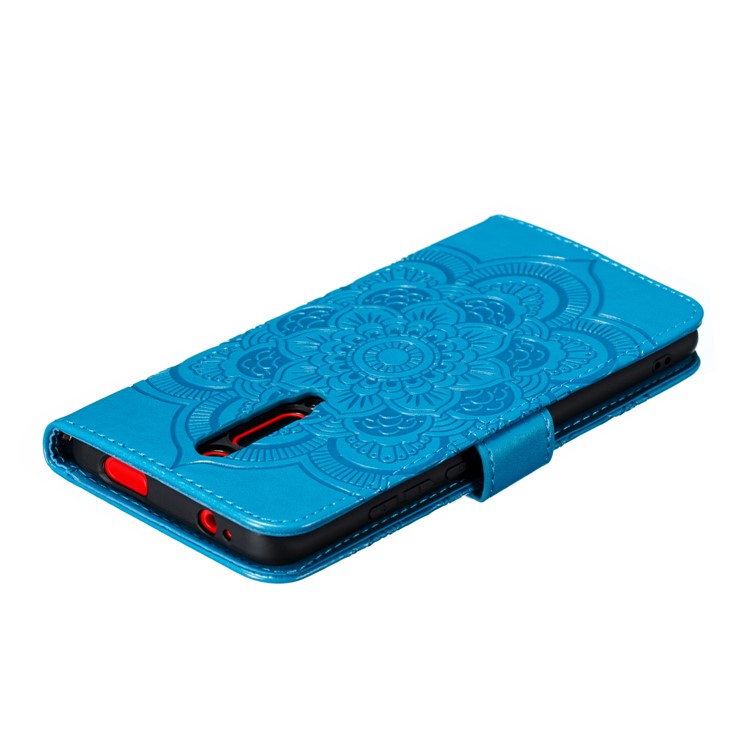 Imprint Mandala Flower Leather Wallet Case for Xiaomi Redmi K20 / Mi 9T / Redmi K20 Pro / Mi 9T Pro - Blue-8