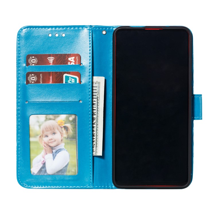 Imprint Mandala Flower Leather Wallet Case for Xiaomi Redmi K20 / Mi 9T / Redmi K20 Pro / Mi 9T Pro - Blue-9