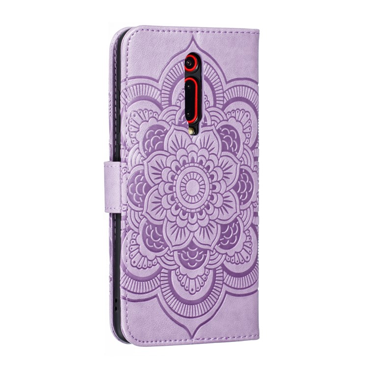 Imprint Mandala Flower Leather Wallet Case for Xiaomi Redmi K20 / Mi 9T / Redmi K20 Pro / Mi 9T Pro - Purple-4