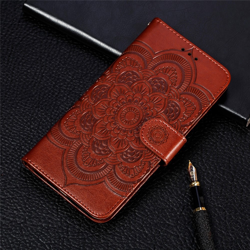 Imprint Mandala Flower Leather Wallet Case for Xiaomi Redmi K20 / Mi 9T / Redmi K20 Pro / Mi 9T Pro - Brown-11