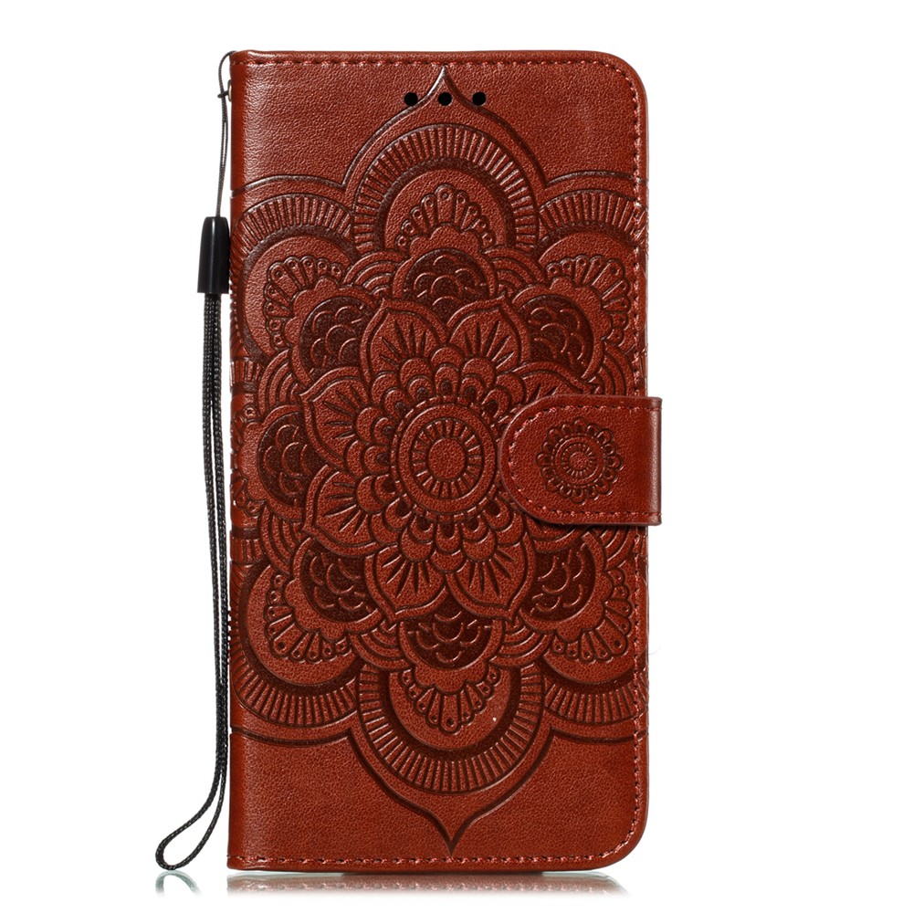 Imprint Mandala Flower Leather Wallet Case for Xiaomi Redmi K20 / Mi 9T / Redmi K20 Pro / Mi 9T Pro - Brown-2