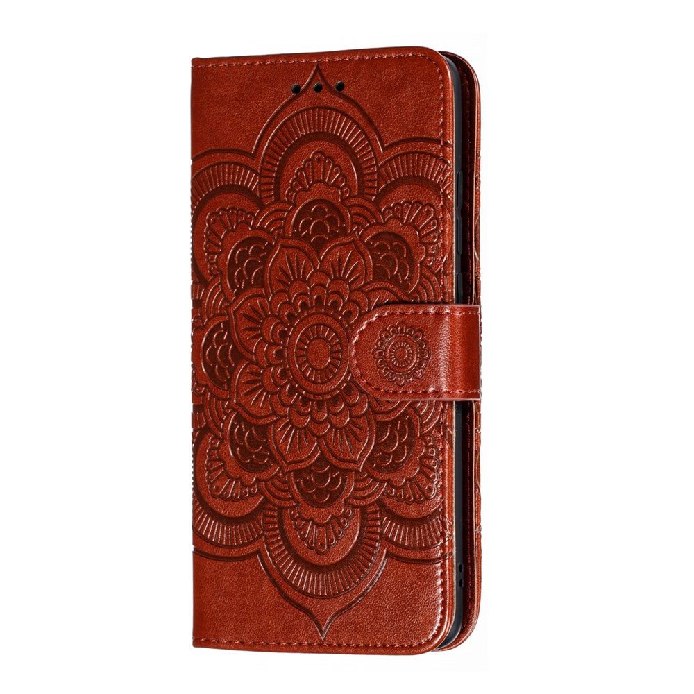Imprint Mandala Flower Leather Wallet Case for Xiaomi Redmi K20 / Mi 9T / Redmi K20 Pro / Mi 9T Pro - Brown-3