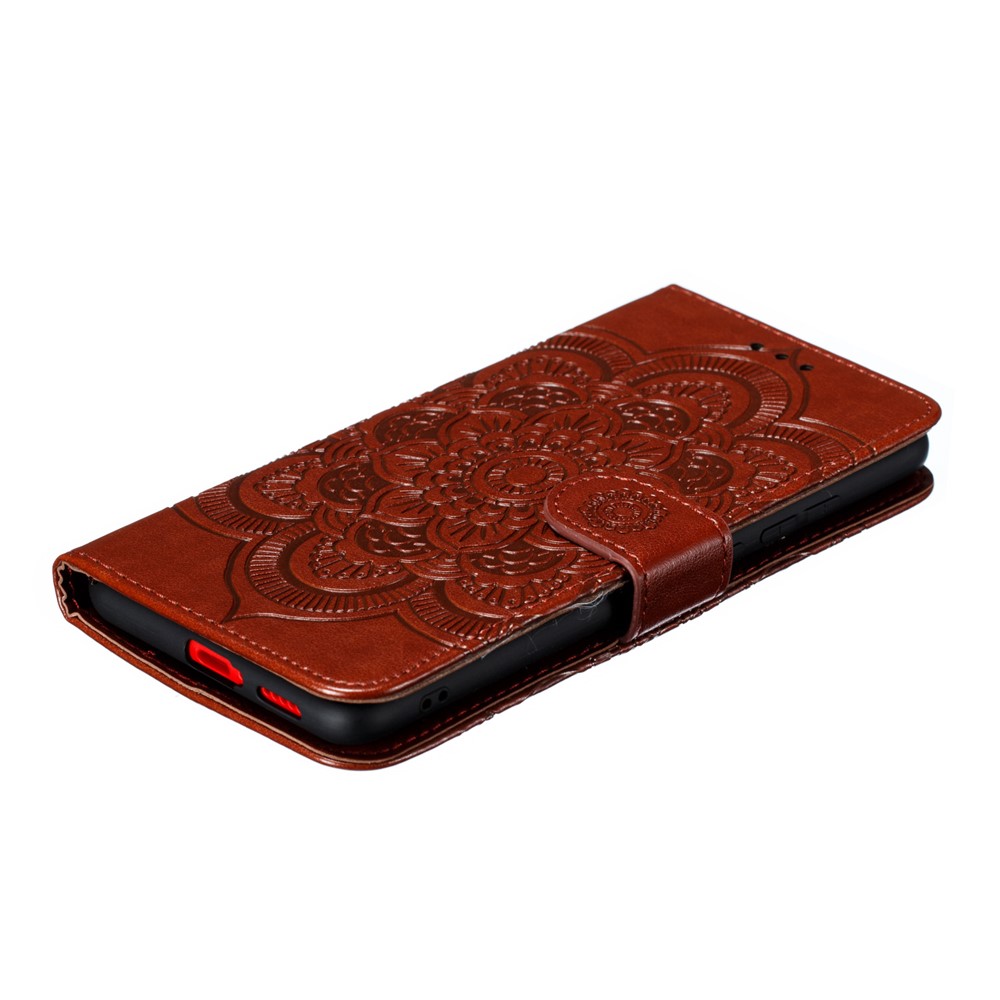 Imprint Mandala Flower Leather Wallet Case for Xiaomi Redmi K20 / Mi 9T / Redmi K20 Pro / Mi 9T Pro - Brown-7