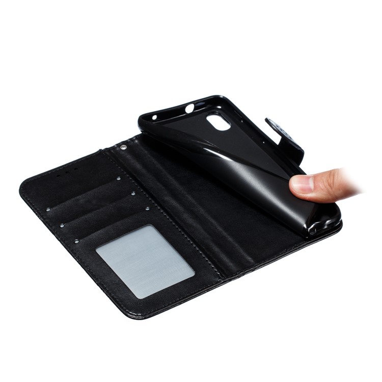 Imprint Mandala Flower Leather Wallet Stand Case for Xiaomi Redmi 7A - Black-10