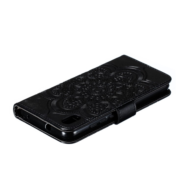 Imprint Mandala Flower Leather Wallet Stand Case for Xiaomi Redmi 7A - Black-8