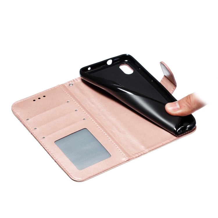 Imprint Mandala Flower Leather Wallet Stand Case for Xiaomi Redmi 7A - Rose Gold-10