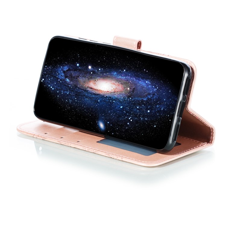Imprint Mandala Flower Leather Wallet Stand Case for Xiaomi Redmi 7A - Rose Gold-6
