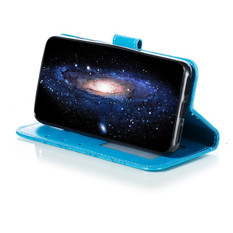 Imprint Mandala Flower Leather Wallet Stand Case for Xiaomi Redmi 7A - Blue-6