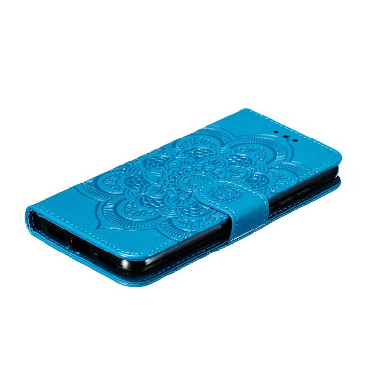 Imprint Mandala Flower Leather Wallet Stand Case for Xiaomi Redmi 7A - Blue-7