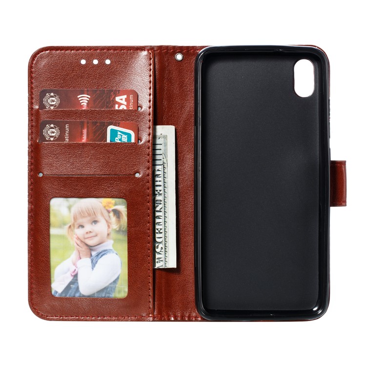 Imprint Mandala Flower Leather Wallet Stand Case for Xiaomi Redmi 7A - Brown-9