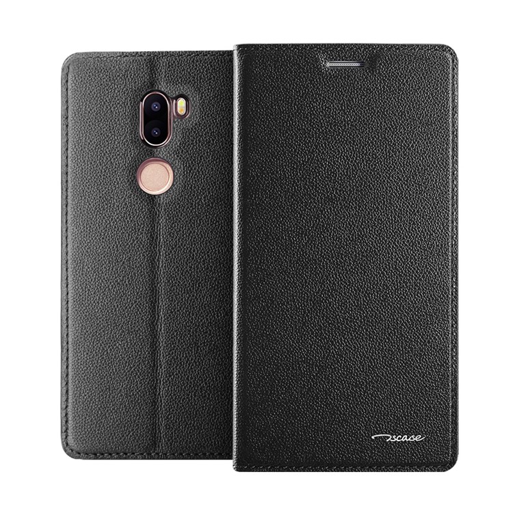 TSCASE Litchi Full Grain Genuine Leather Business Case for Xiaomi Mi 5s Plus - Black-1