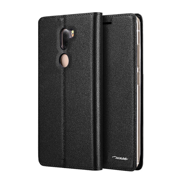 TSCASE Litchi Full Grain Genuine Leather Business Case for Xiaomi Mi 5s Plus - Black-3
