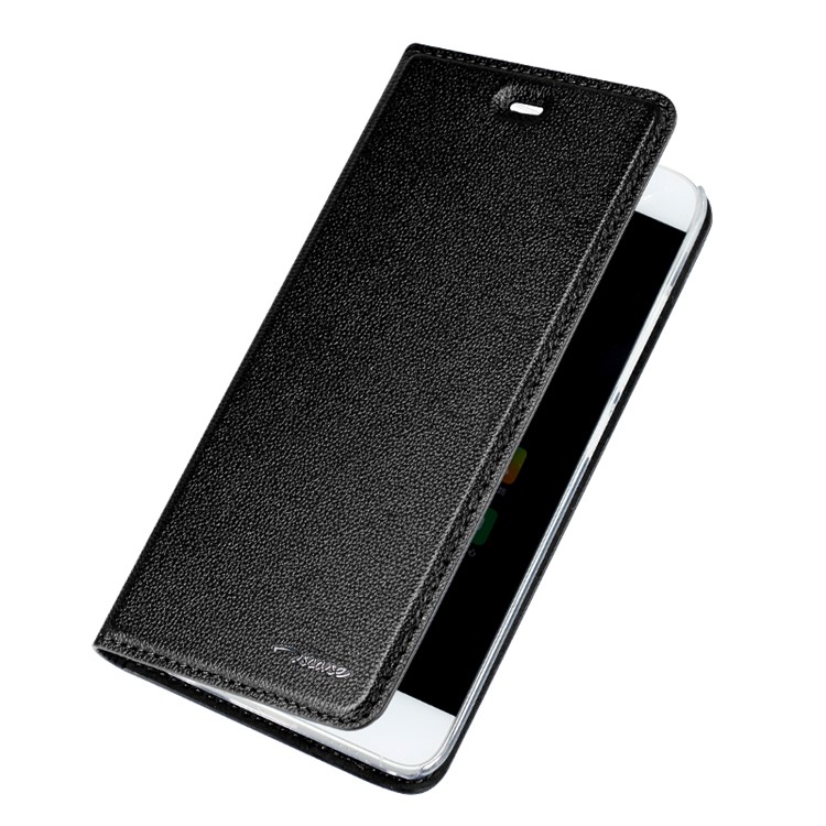 TSCASE Litchi Full Grain Genuine Leather Business Case for Xiaomi Mi 5s Plus - Black-5