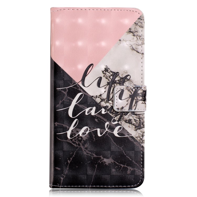 Light Spot Decor Patterned Leather Wallet Case for Xiaomi Redmi 7A - Marble Texture and Characters-2