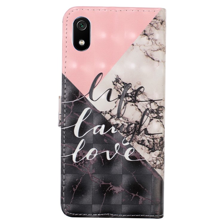 Light Spot Decor Patterned Leather Wallet Case for Xiaomi Redmi 7A - Marble Texture and Characters-3