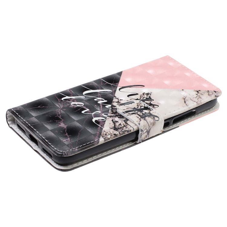 Light Spot Decor Patterned Leather Wallet Case for Xiaomi Redmi 7A - Marble Texture and Characters-4