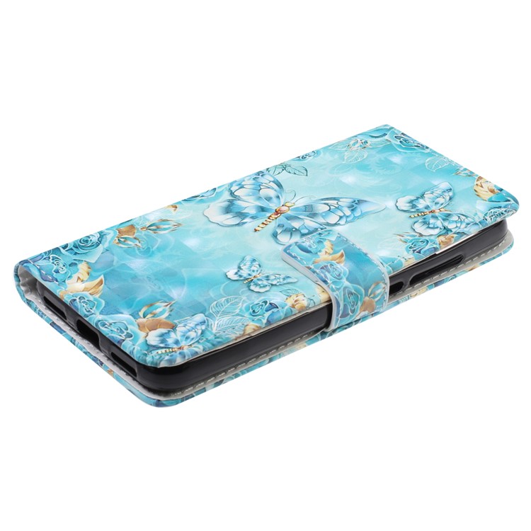 Light Spot Decor Patterned Leather Wallet Case for Xiaomi Redmi 7A - Blue Butterfly-4