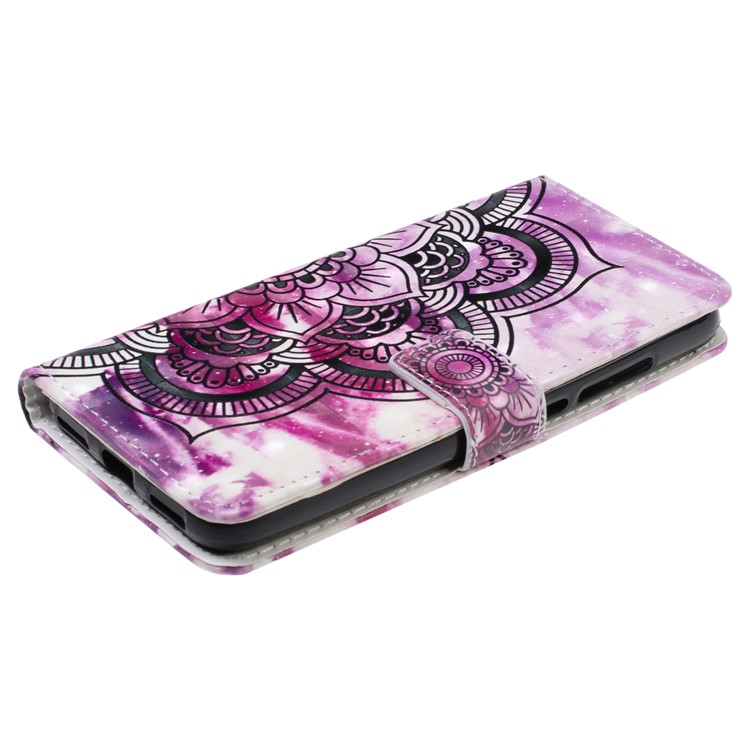 Light Spot Decor Patterned Leather Wallet Case for Xiaomi Redmi 7A - Black Flower-4