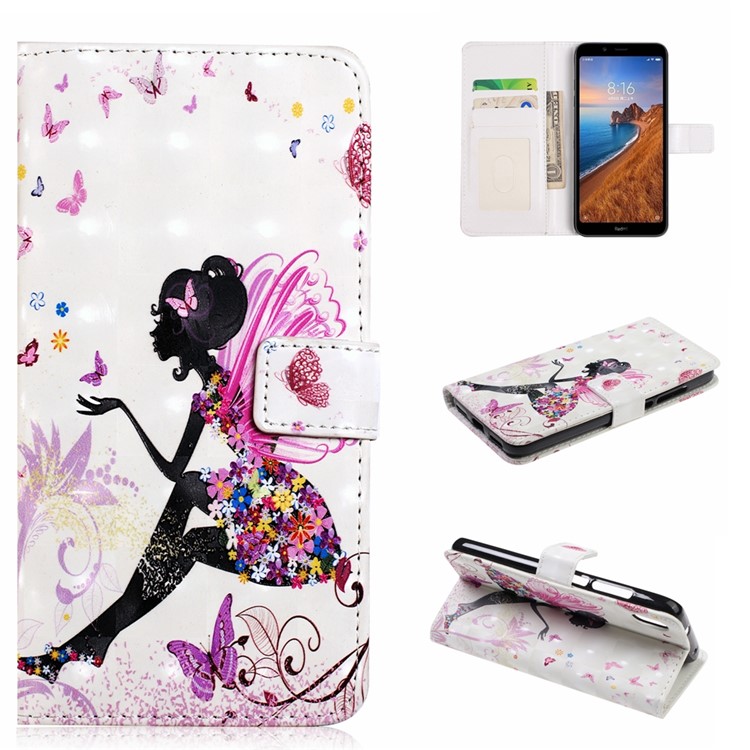 Light Spot Decor Patterned Leather Wallet Case for Xiaomi Redmi 7A - Beauty-1