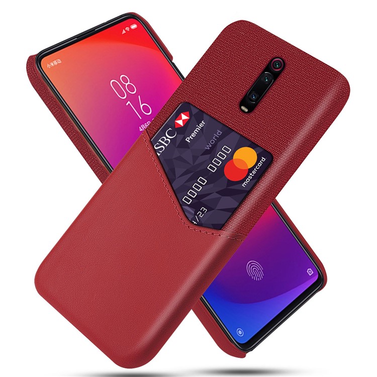 KSQ PC + PU + Cloth Hybrid Phone Back Cover Case with Card Slot for Xiaomi Redmi K20 / Mi 9T / Redmi K20 Pro / Mi 9T Pro - Red-1