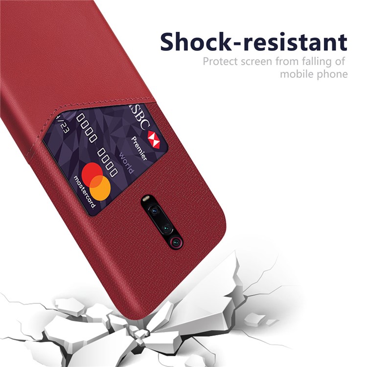 KSQ PC + PU + Cloth Hybrid Phone Back Cover Case with Card Slot for Xiaomi Redmi K20 / Mi 9T / Redmi K20 Pro / Mi 9T Pro - Red-2