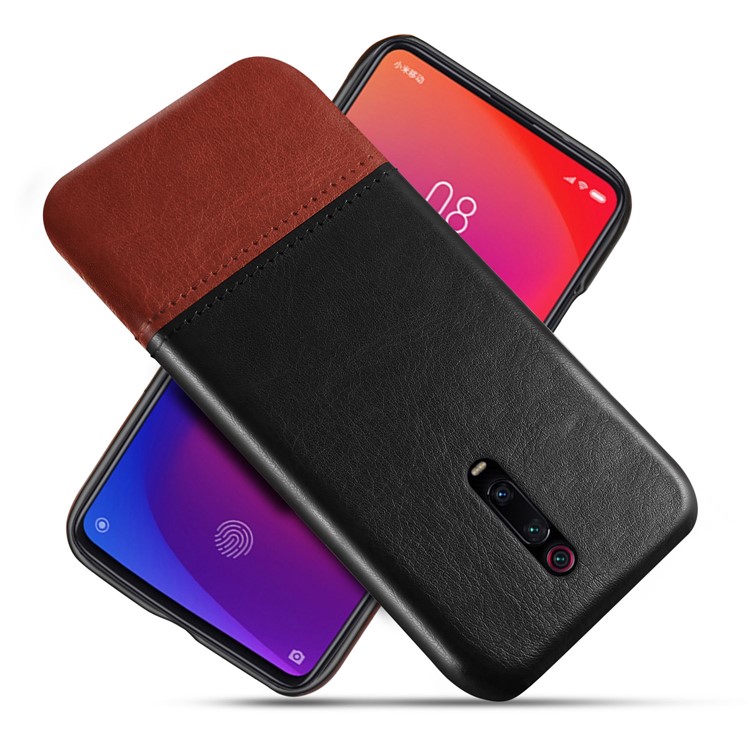 Caja De Cuero De La PU + Pc Del Empalme De Doble Color KSQ Para Xiaomi Redmi K20 / K20 Pro / MI 9T / MI 9T Pro - Negro / Marron Oscuro-1
