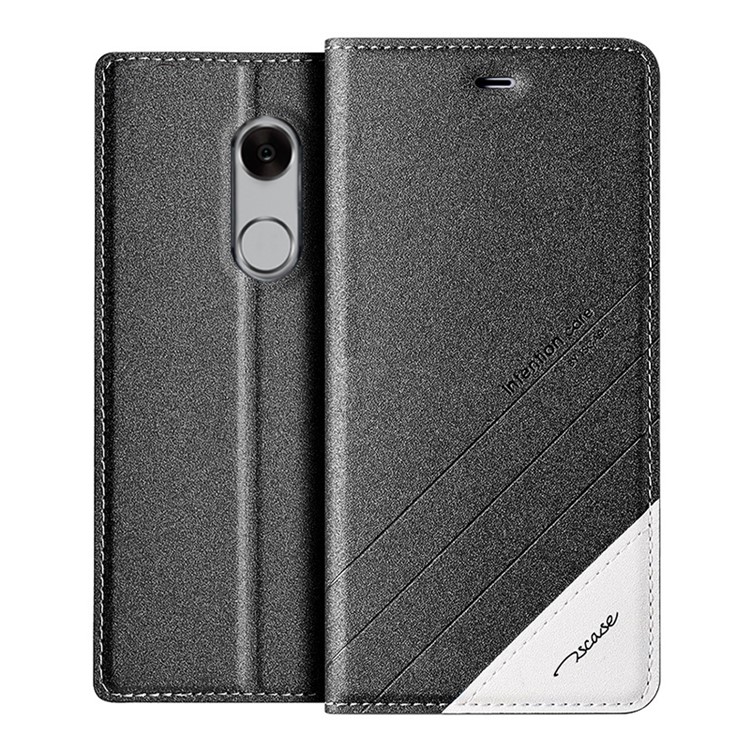 TSCASE Matte Sand-like Texture Flip Stand Leather Case for Xiaomi Redmi Note 4 - Dark Grey-1