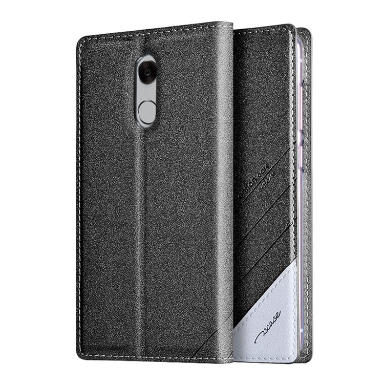 TSCASE Matte Sand-like Texture Flip Stand Leather Case for Xiaomi Redmi Note 4 - Dark Grey-3