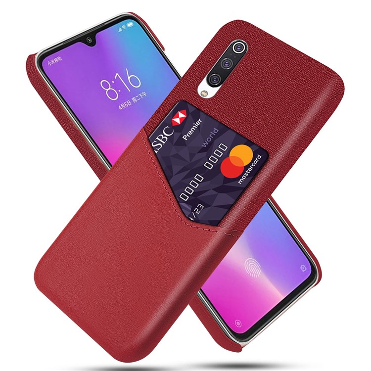 KSQ PC + PU + Cloth Hybrid Phone Back Shell with Card Slot Xiaomi Mi CC9 / Mi CC9 Meitu Edition/ Mi 9 Lite / Mi 9 Lite - Red-1