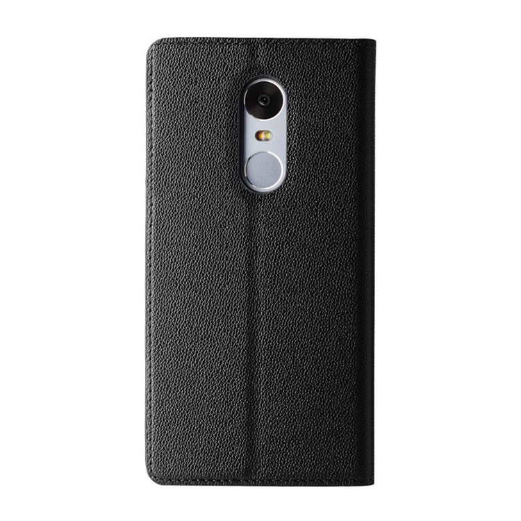 TSCASE for Xiaomi Redmi Note 4 Business Litchi Full Grain Genuine Leather Case Stand - Black-2