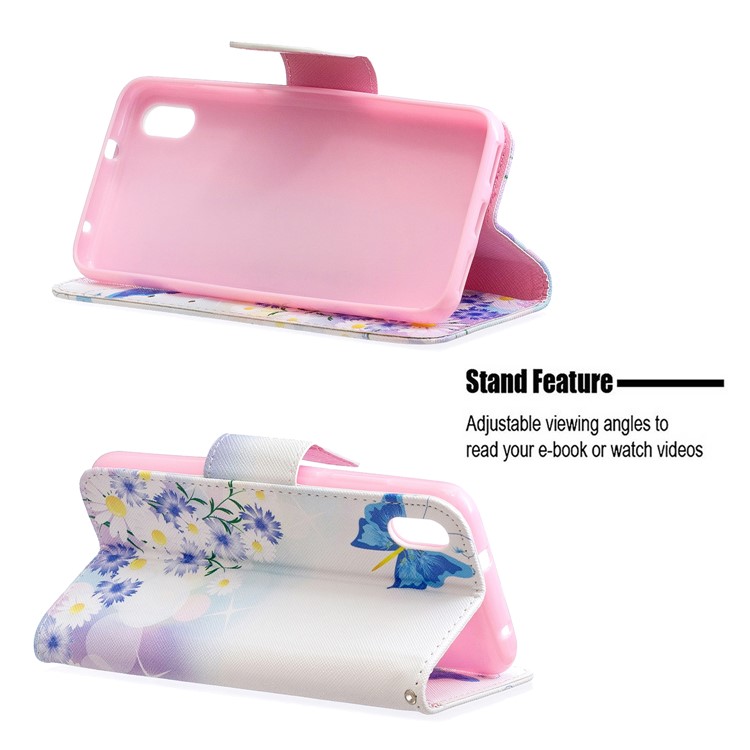 Estilo de Impresión PU Cuero Flip Stand Case de Teléfono Para Xiaomi Redmi 7a - Mariposas Azules