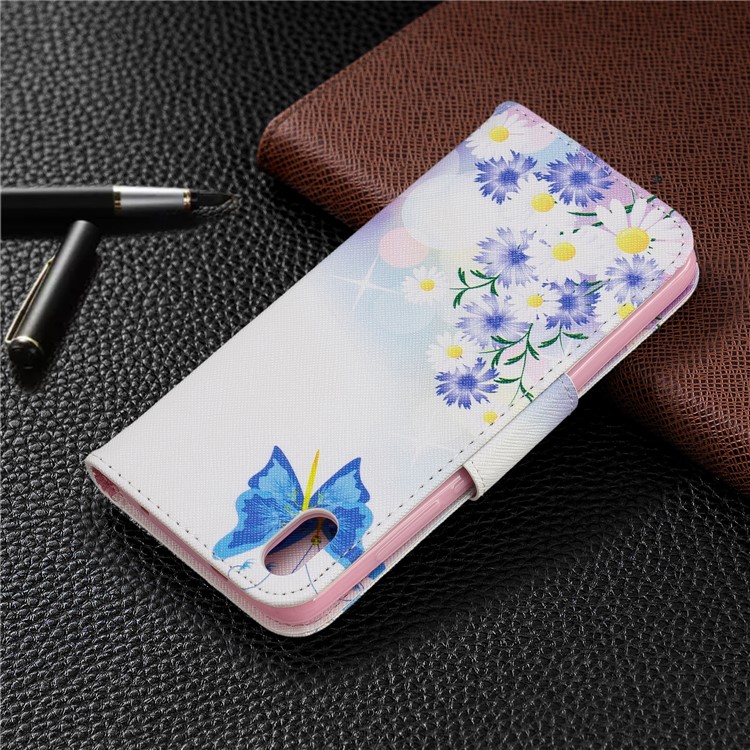 Stile di Stampa PU Flip Stand Phone Custodia Per Xiaomi Redmi 7A - Farfalle Blu