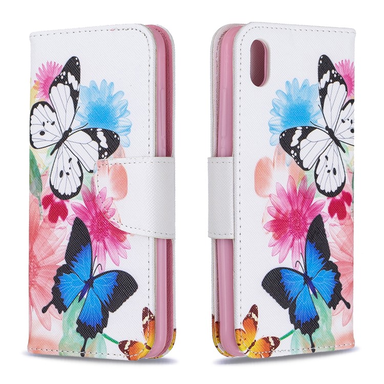 Printing Style PU Leather Flip Stand Phone Case for Xiaomi Redmi 7A - Butterflies and Flowers-4