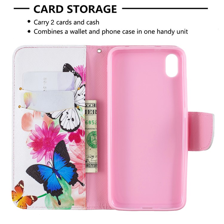 Printing Style PU Leather Flip Stand Phone Case for Xiaomi Redmi 7A - Butterflies and Flowers-6