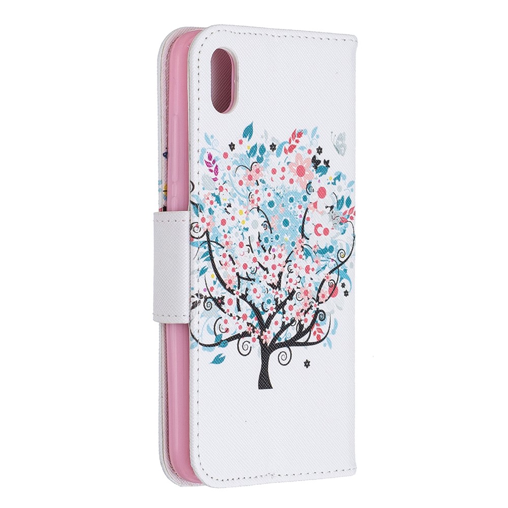 Style D'impression pu Leather Flip Stand Téléphone Pour Xiaomi Redmi 7a - Arbre Fleuri-3