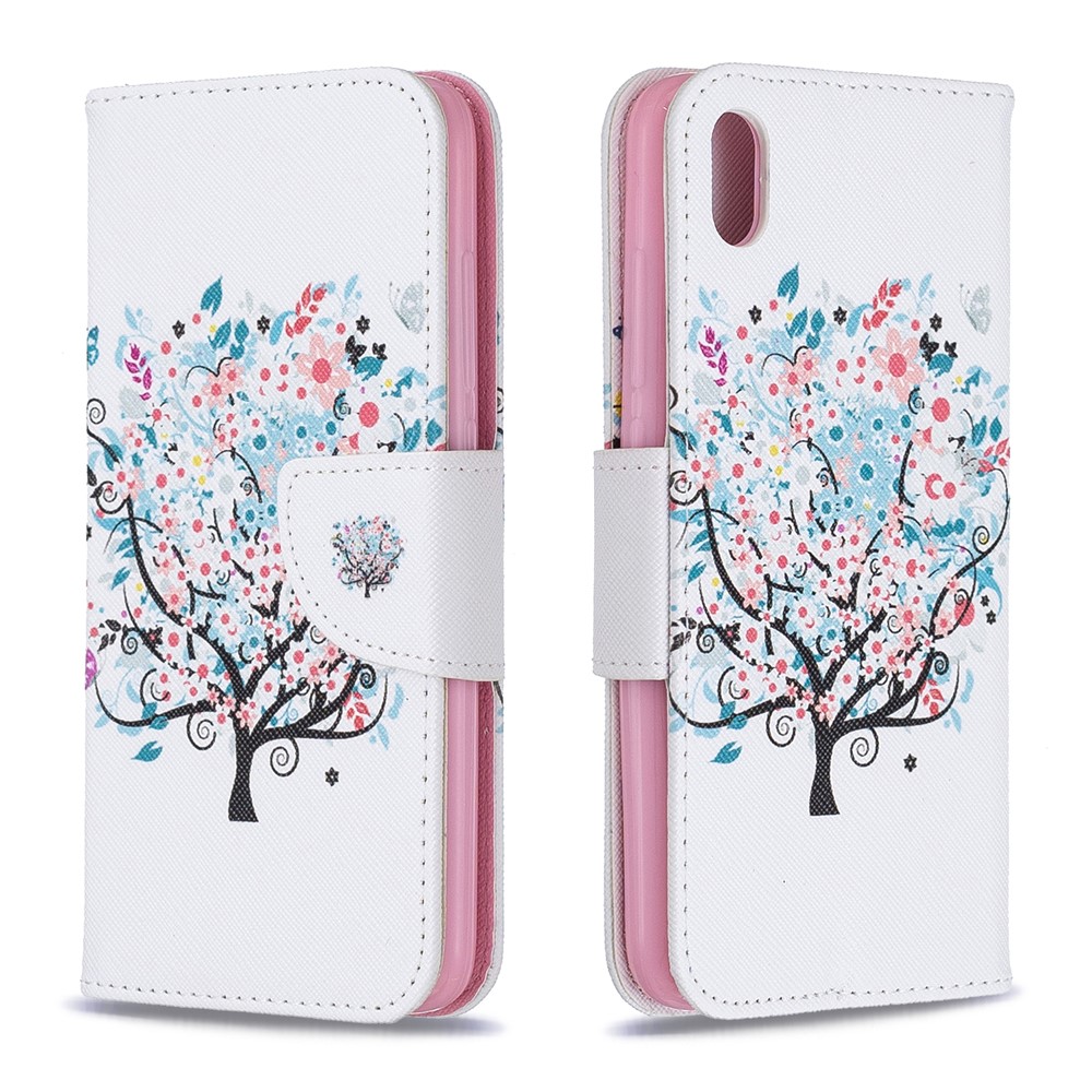 Style D'impression pu Leather Flip Stand Téléphone Pour Xiaomi Redmi 7a - Arbre Fleuri-4