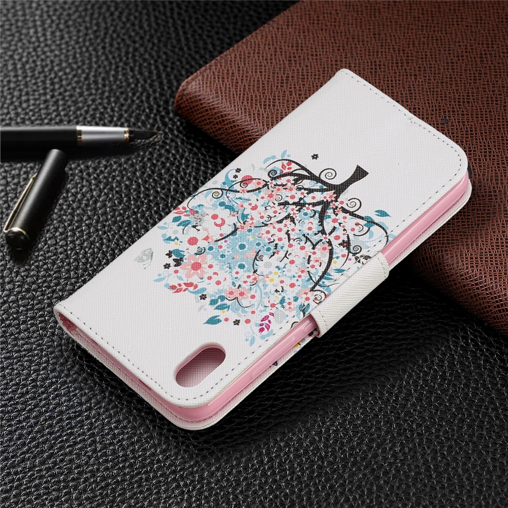 Style D'impression pu Leather Flip Stand Téléphone Pour Xiaomi Redmi 7a - Arbre Fleuri-8