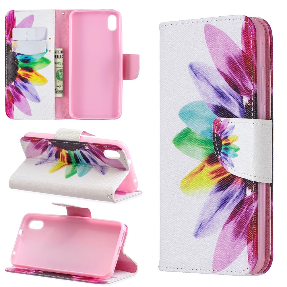 Printing Style PU Leather Flip Stand Phone Case for Xiaomi Redmi 7A - Petals Pattern-1