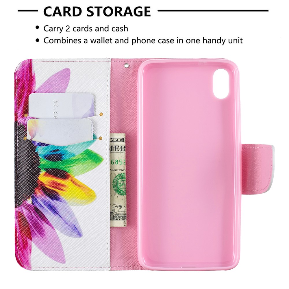 Printing Style PU Leather Flip Stand Phone Case for Xiaomi Redmi 7A - Petals Pattern-6