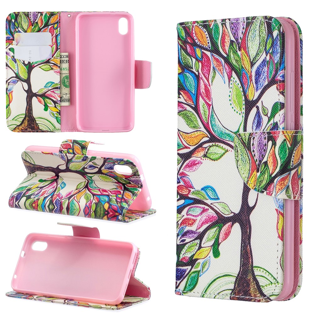Printing Style PU Leather Flip Stand Phone Case for Xiaomi Redmi 7A - Colorized Tree-1
