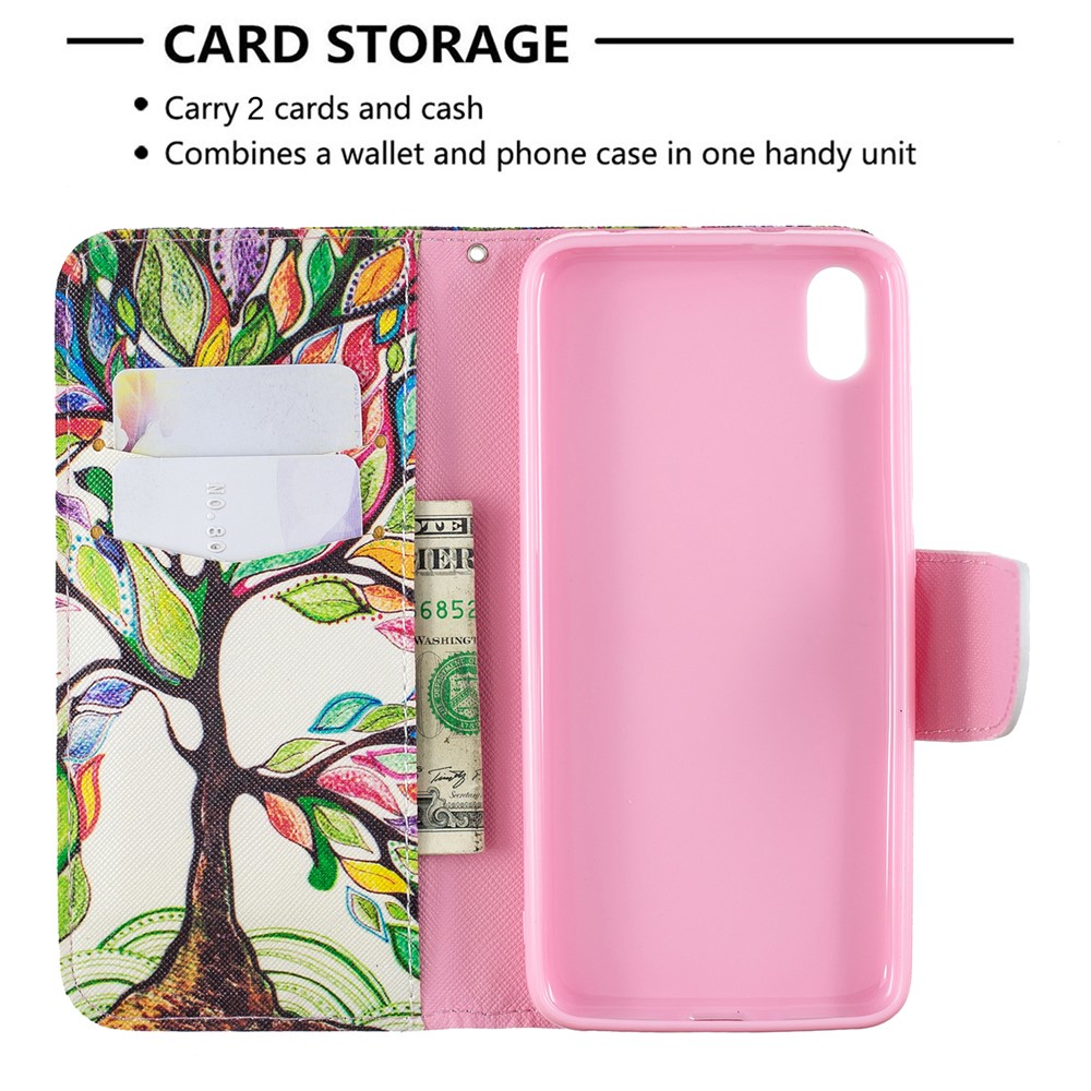 Printing Style PU Leather Flip Stand Phone Case for Xiaomi Redmi 7A - Colorized Tree-6