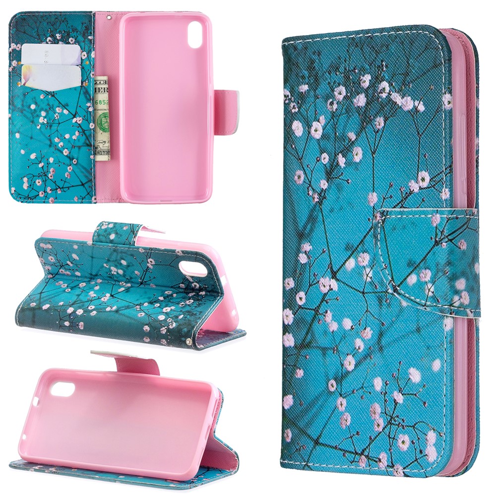Printing Style PU Leather Flip Stand Phone Case for Xiaomi Redmi 7A - Tree with Flowers-1