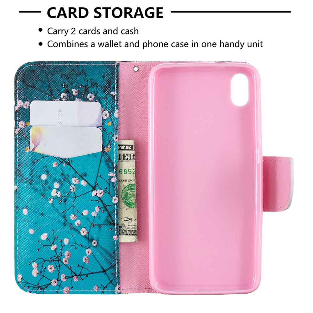 Printing Style PU Leather Flip Stand Phone Case for Xiaomi Redmi 7A - Tree with Flowers-6