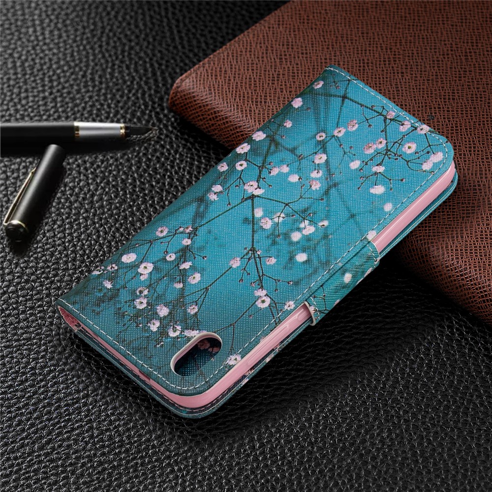 Printing Style PU Leather Flip Stand Phone Case for Xiaomi Redmi 7A - Tree with Flowers-8